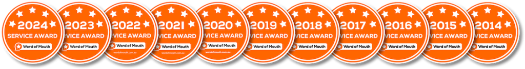 Word of Mouth service awards 2014 to 2024